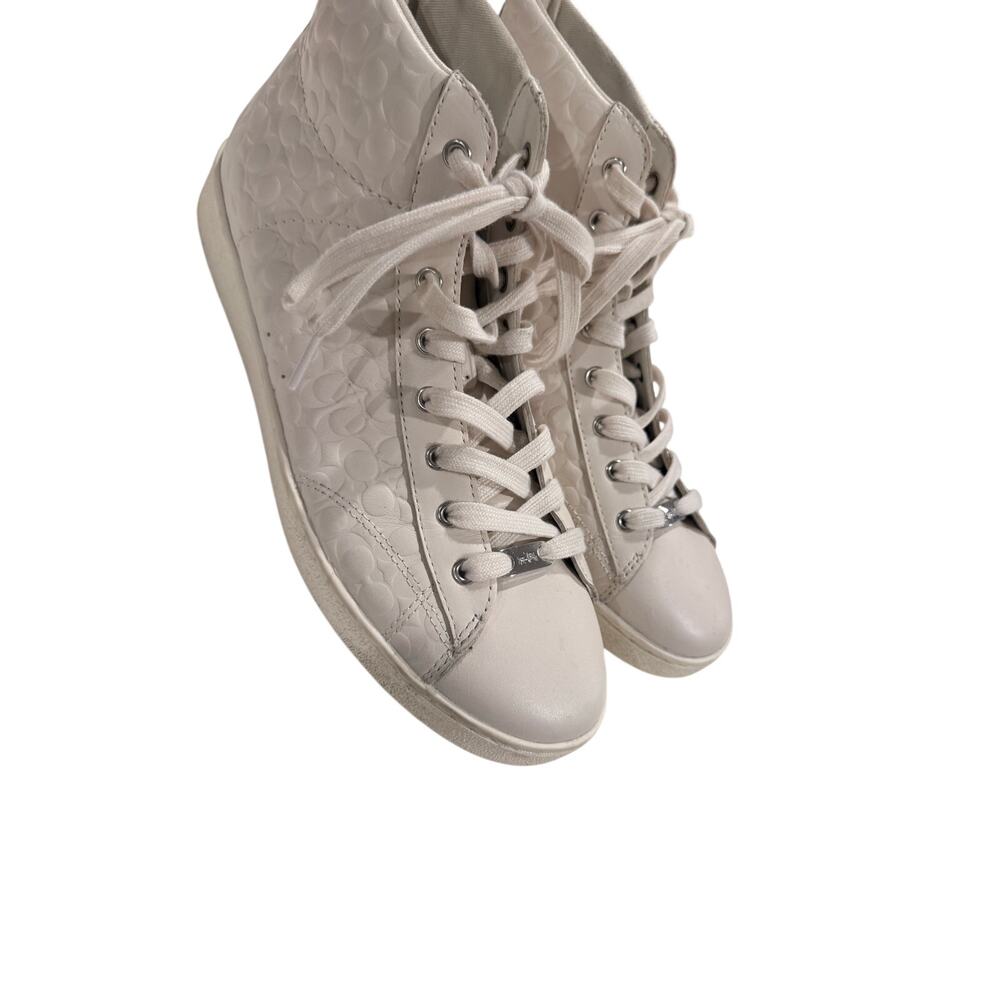 Coach C204 FG1851 Signature Leather High Top Sneakers Chalk Women’s 10B